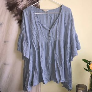 Blue Babydoll Boho Top by Ciel